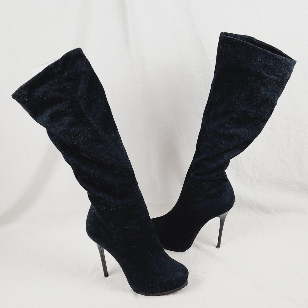 Nina new york black knee high sock boots